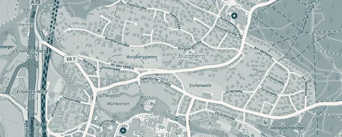 Kartenausschnitt Burgberg im Norden von Erlangen